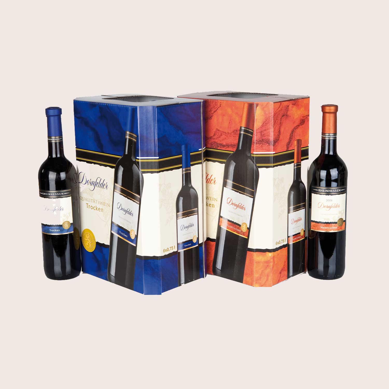 Wine boxes made from corrugated cardboard