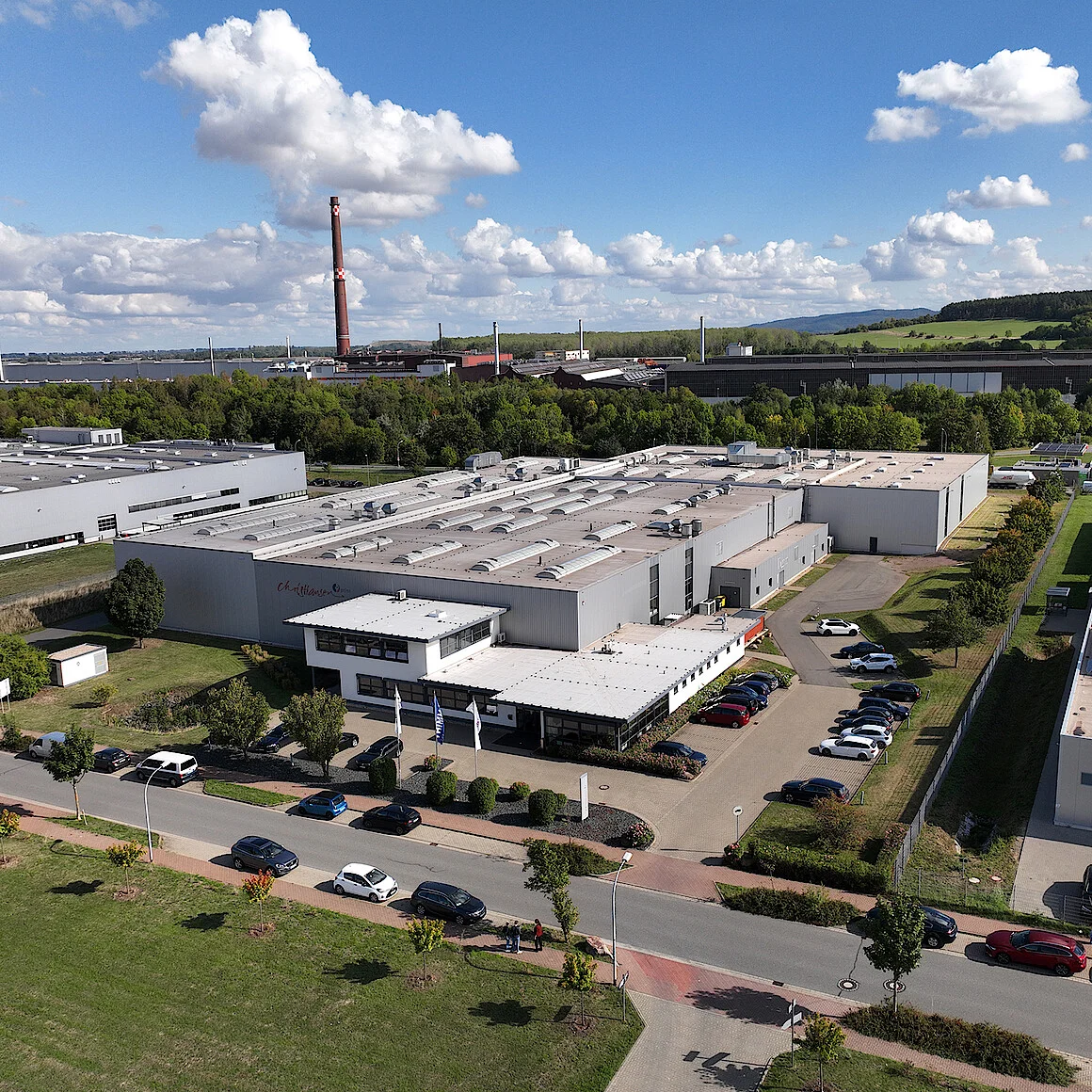 Luftbild von der Druckerei Christiansen Print in Ilsenburg