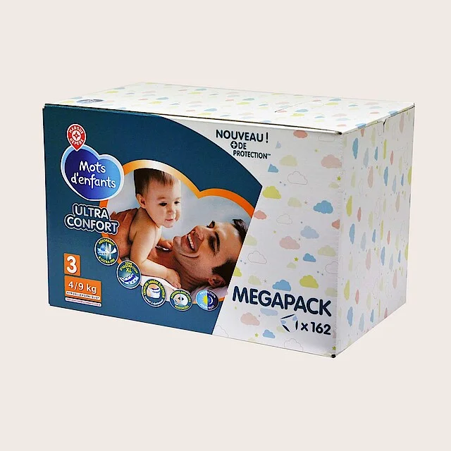 Individuelle Verpackungsdesigns je Windelgröße