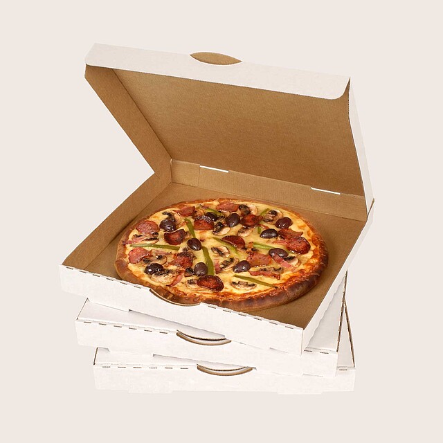Cardboard pizza boxes