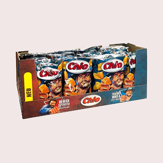 Cartons pour snacks : chips dans des plateaux prêts à vendre empilables