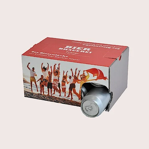 Drinks packaging for cans and bottles made from corrugated cardboard