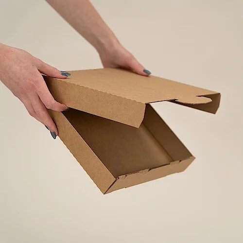 Seitenansicht der Pizzabox mit Verschluss
