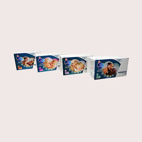 Individuelle Verpackungsdesigns je Windelgröße