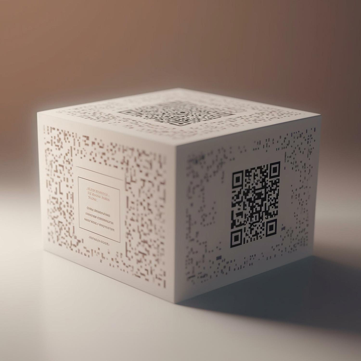 Weiße Verpackung mit einem QR-Code an der Seite