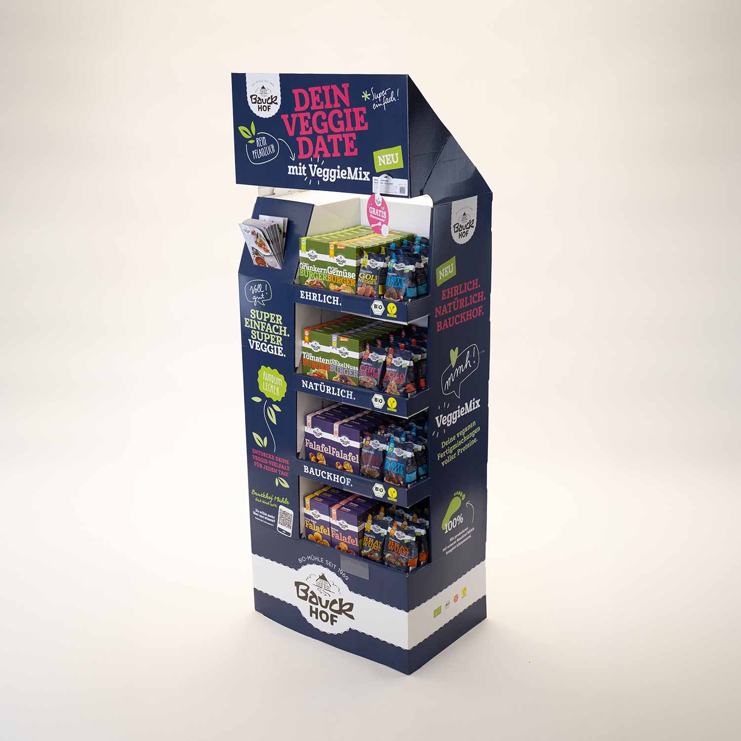 Cardboard displays for vegetarian food