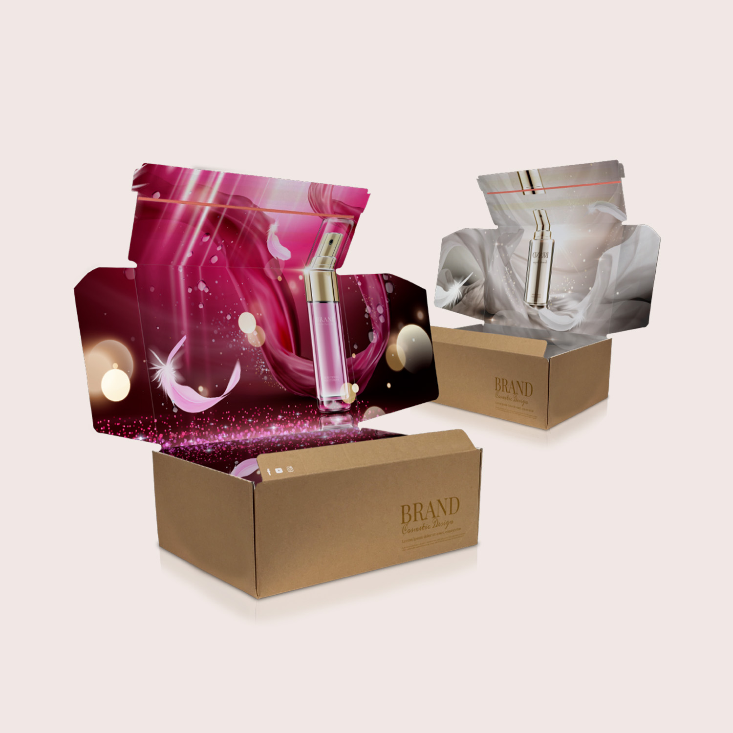 Two digitally-printed packaging units