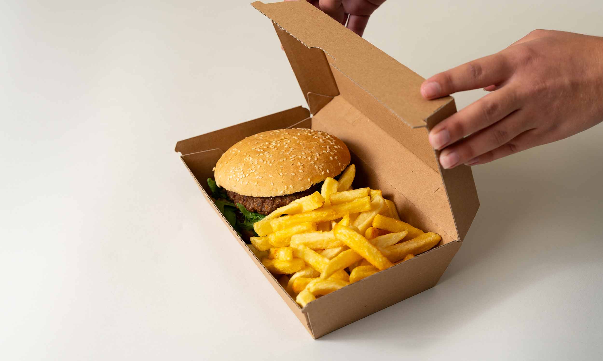 Burgerverpackung für Hamburger und Pommes