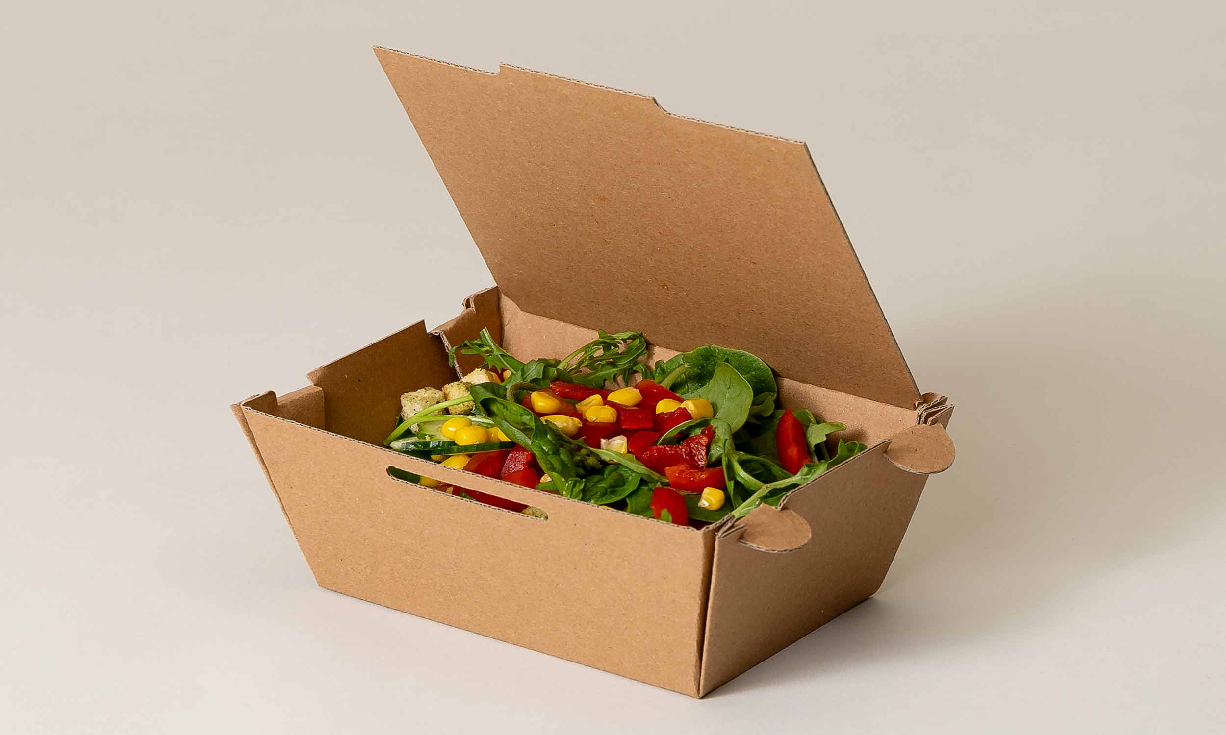 Menübox aus umweltfreundlicher Wellpappe für Salate
