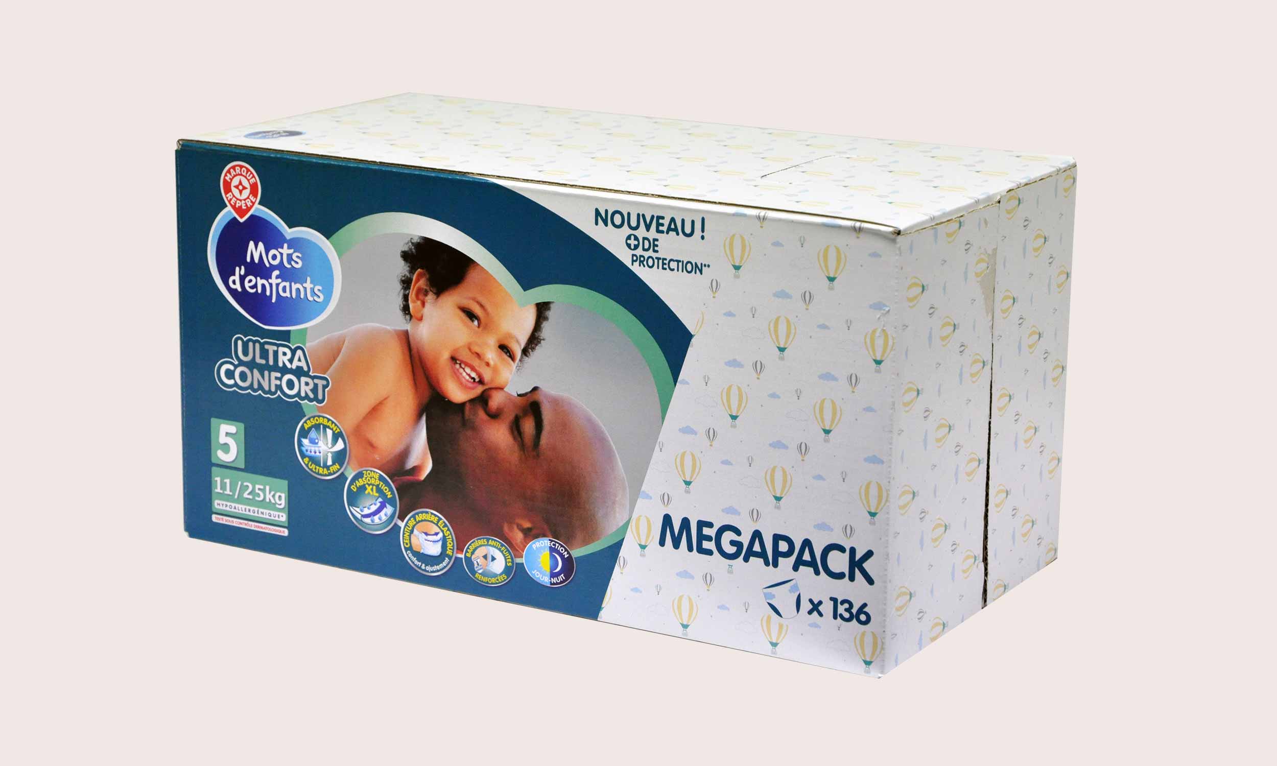 Sales packaging for Ontex nappies