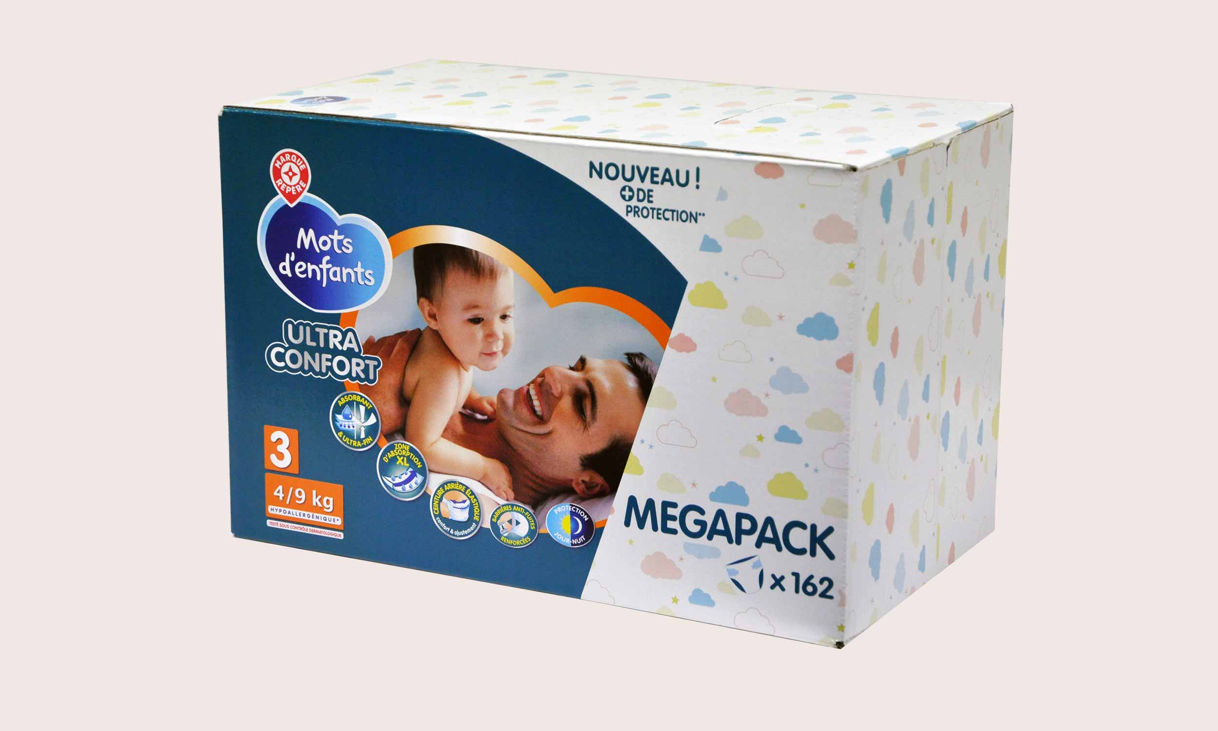 Sales packaging for nappies in digital printing