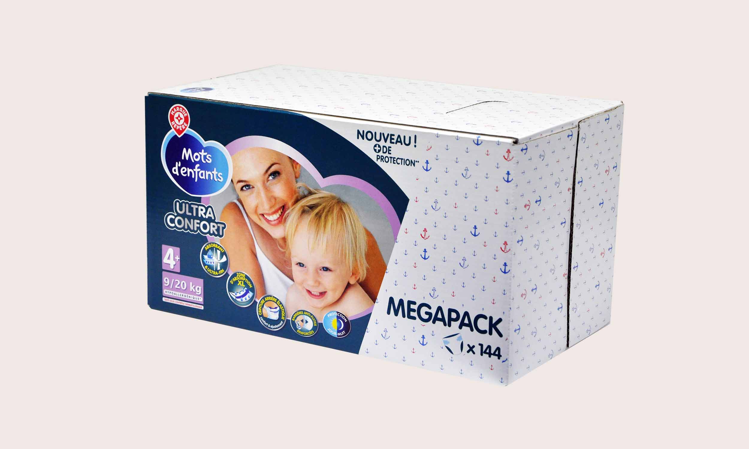 Packaging for nappies with digital printing