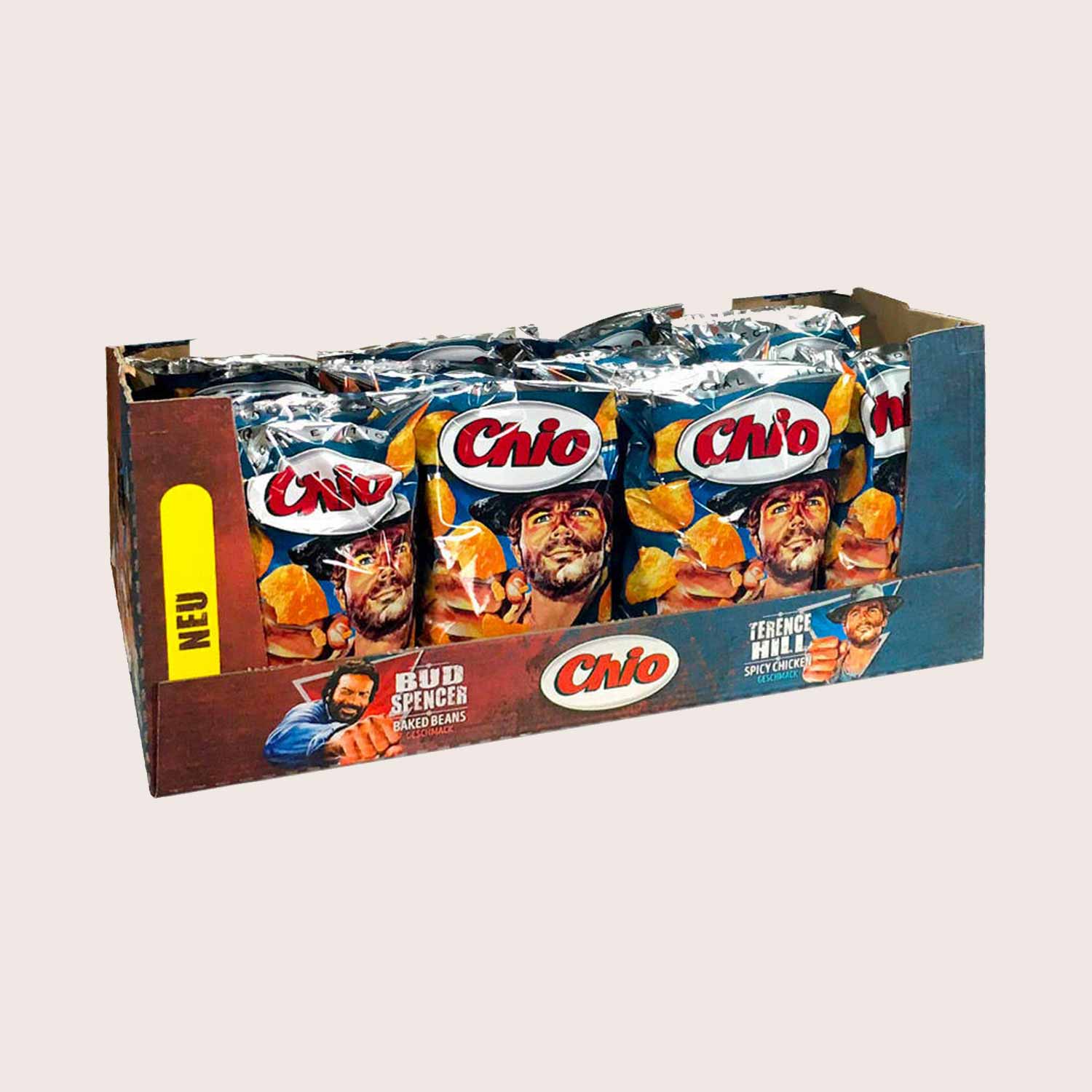 Cardboard boxes for snacks: Crisps in stackable trays