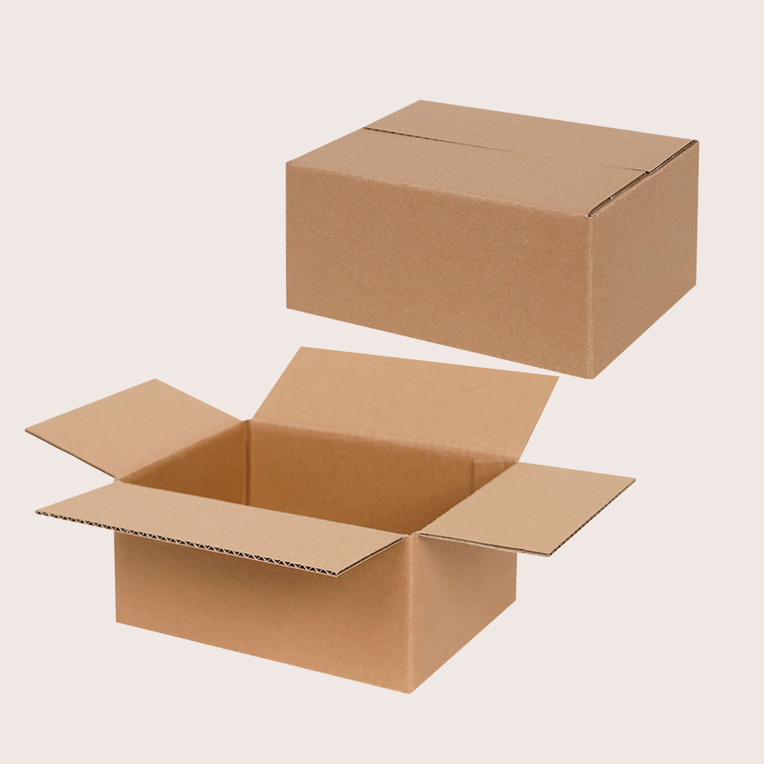 Corrugated cardboard folding boxes in small standard sizes