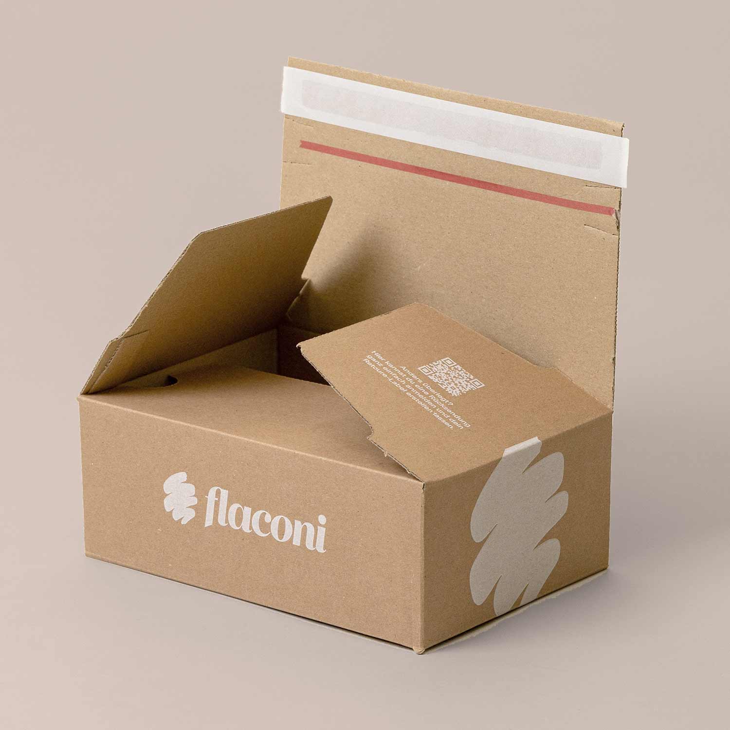 E-commerce box with adhesive strips